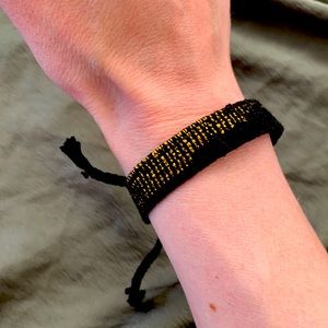 Maisonirem tie on bracelet, gold and black, woven and adjustable